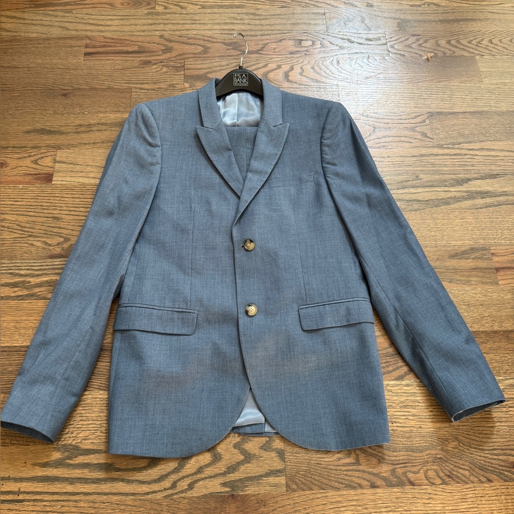 TOPMAN Men’s Slim Fit Suit – Jacket 40R & Pants 38R – Light Blue